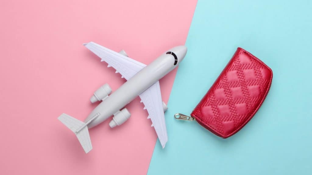 plane and wallet to show valentines day blog post ideas for travel