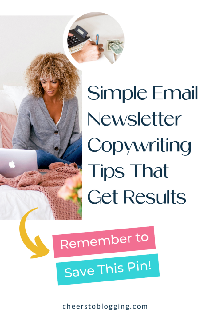 Simple email newsletter copywriting tips that get results pin graphic
